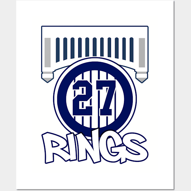 Yankees 27 Rings Wall Art by Gamers Gear